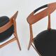 Set of six Danish dining chairs in teak and faux leather Denmark 1960