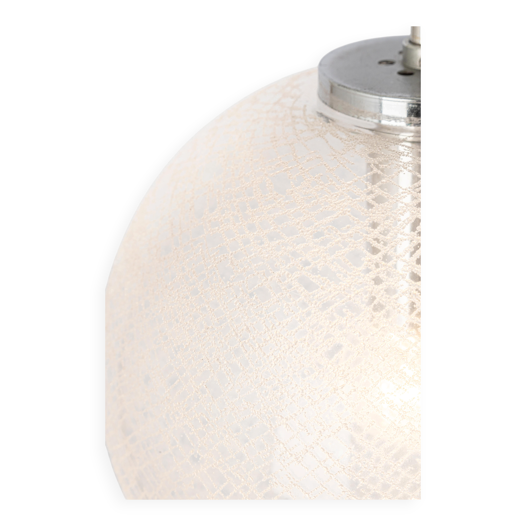 Small chrome Limburg pendant light with glass ball, Germany, 1970s.