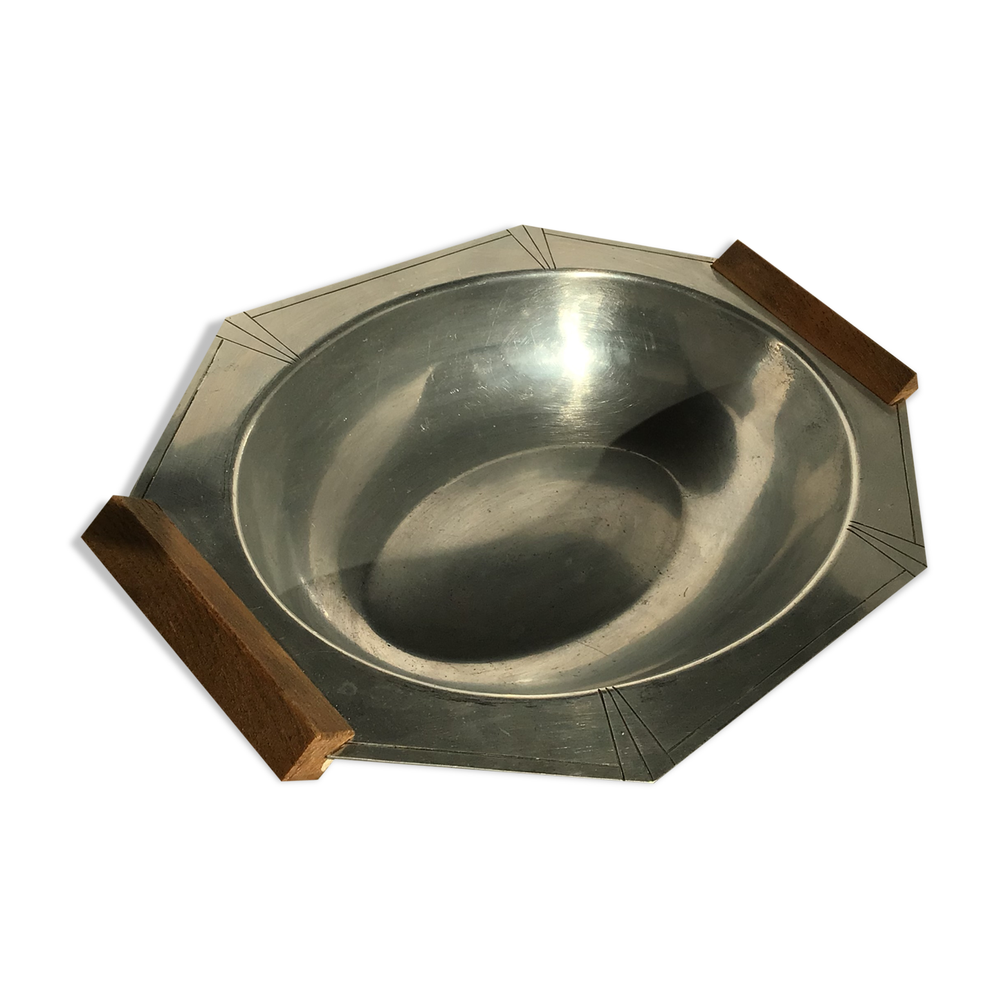 Cut art deco metal octagonal wooden handles