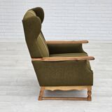 Fauteuil danoise, rembourrage original, laine de meuble verte, 1970