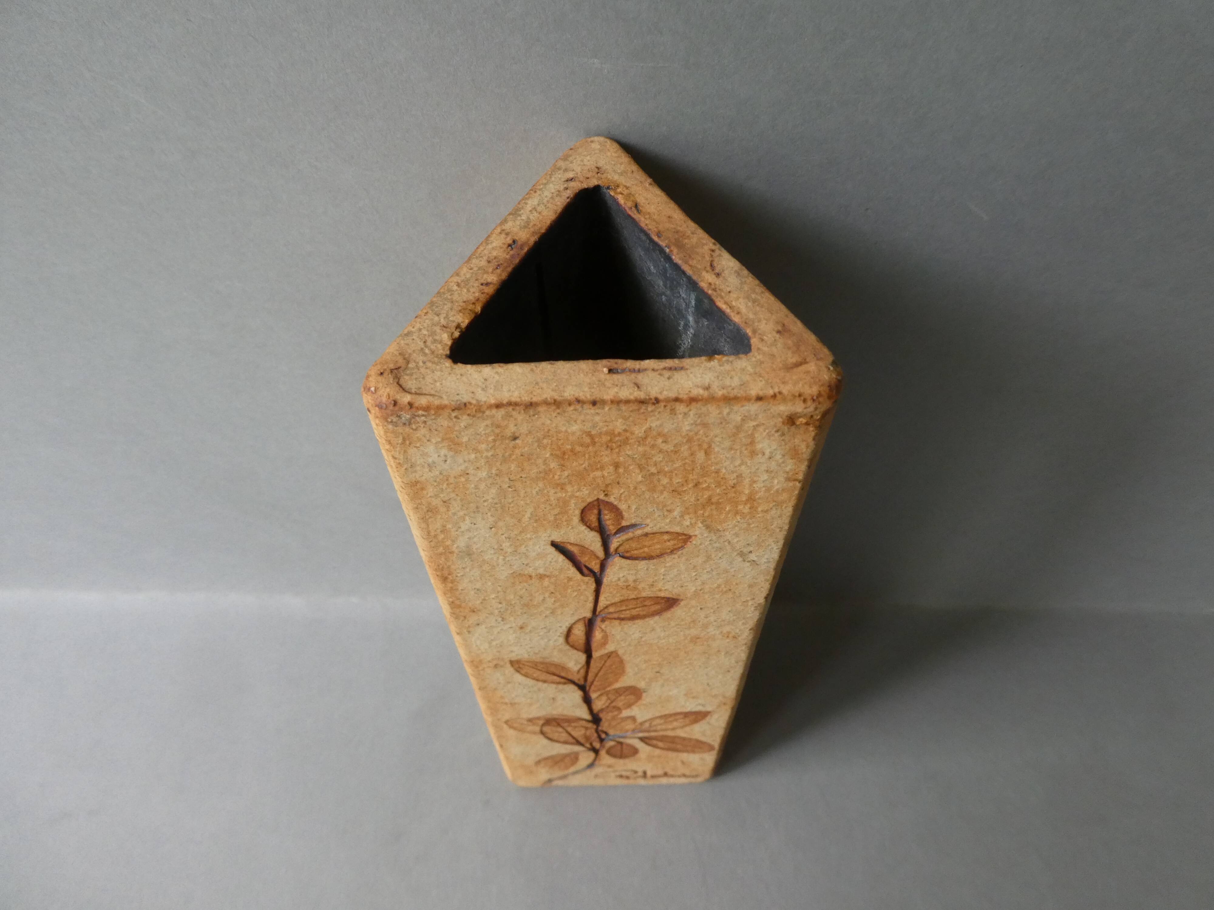 Ceramic vase, herbarium décor, Raymonde Leduc Vallauris