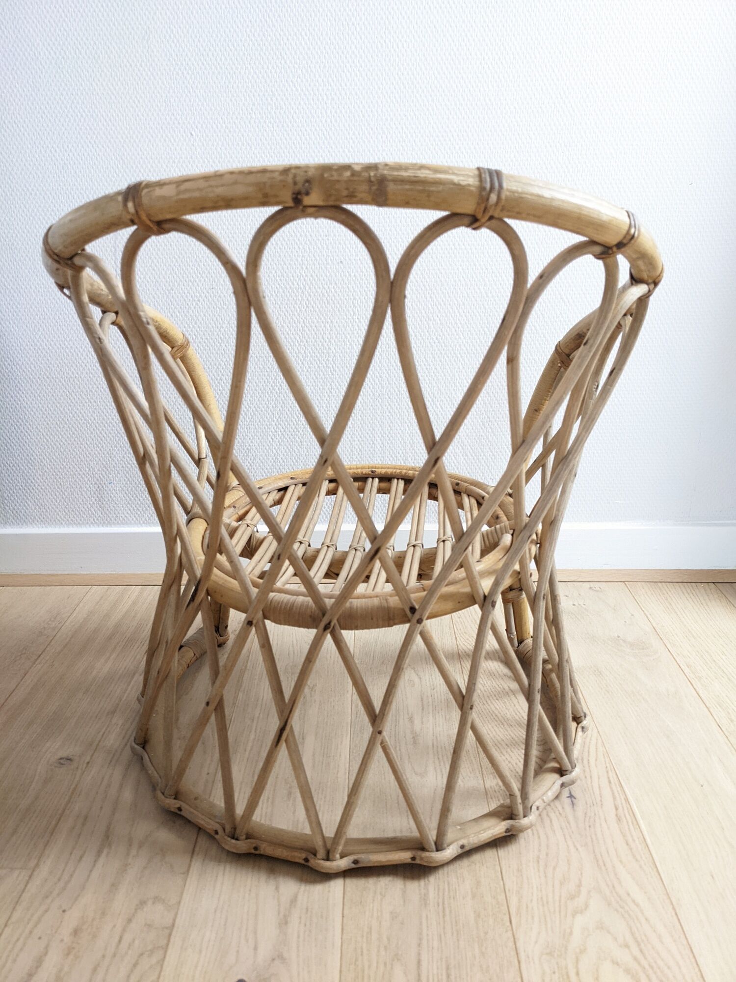 Chaise rotin osier pour enfant vintage années 50 60