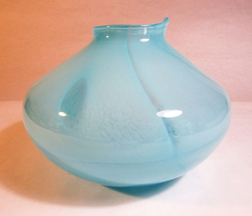 Light blue satin glass vase