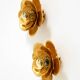 Two beautiful, large, gilt wall lamps, "Water Lily," Italy, 1960s