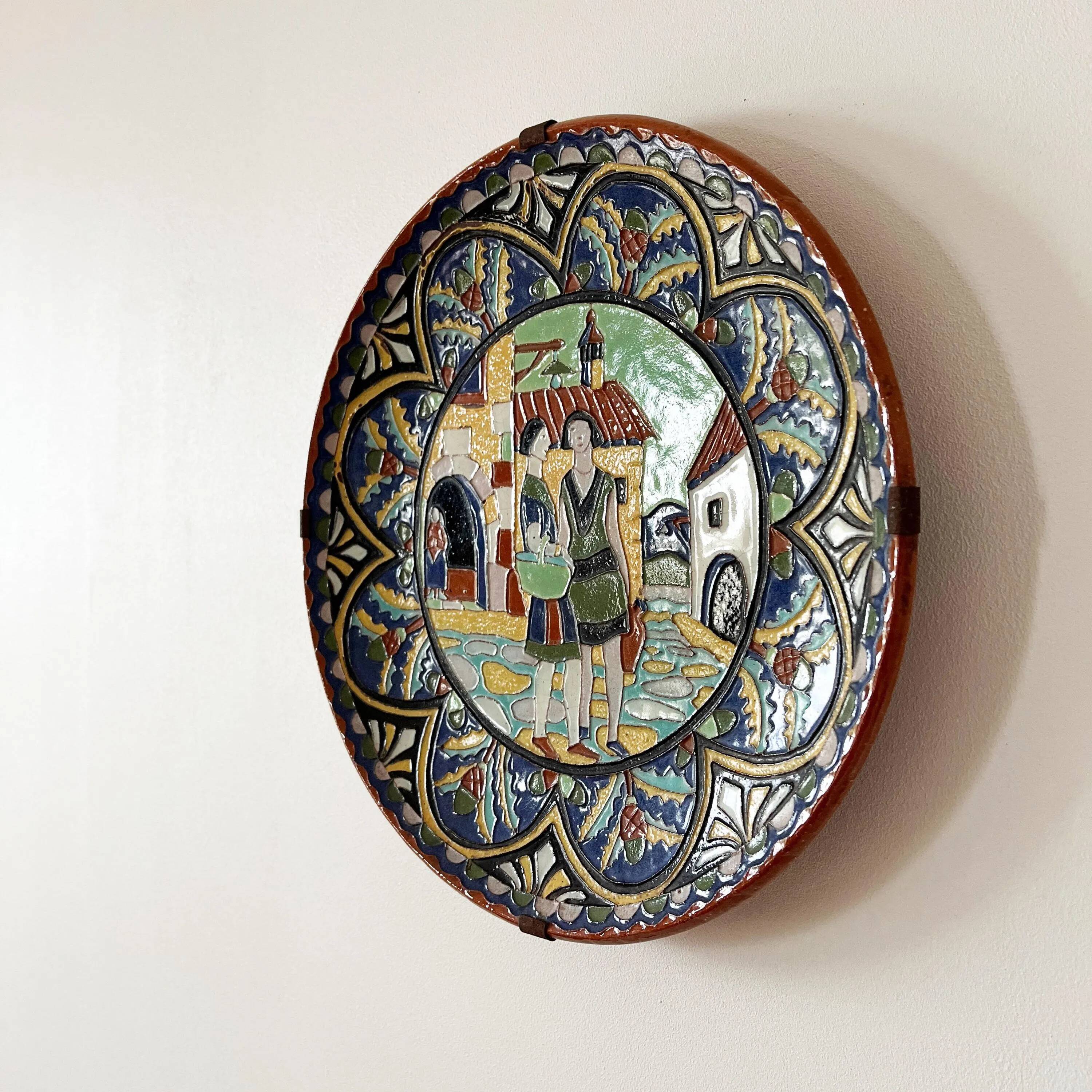Large glazed terracotta dish