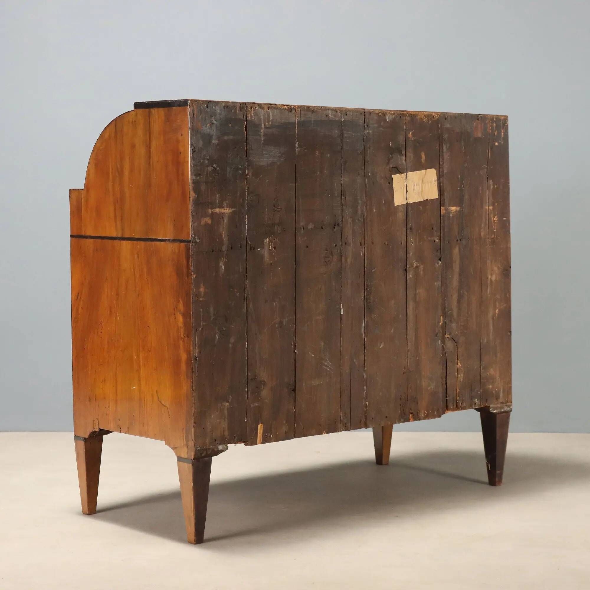 Antique drop-leaf cabinet in walnut, painted ebony wood, 19th century.