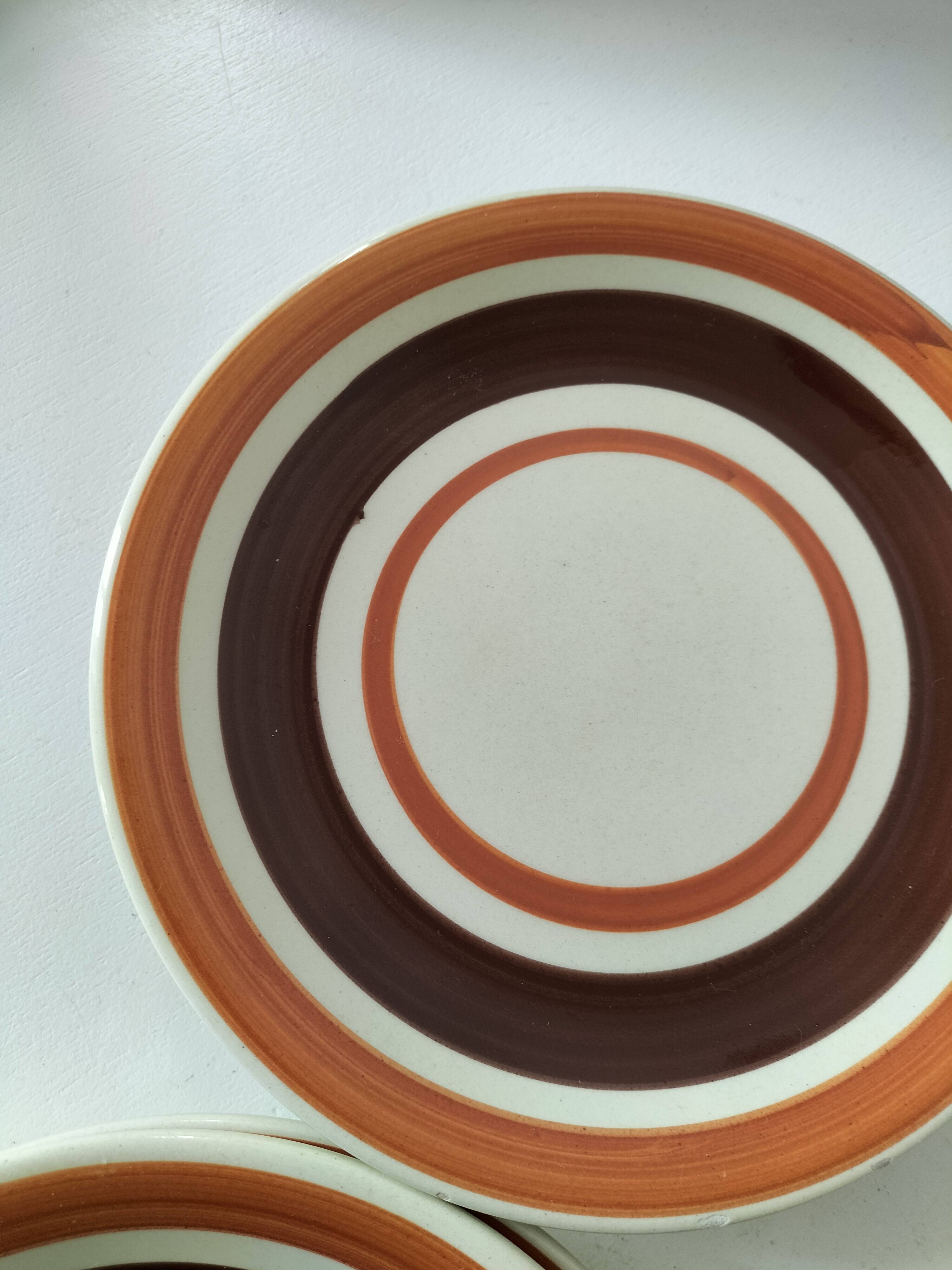 6 dessert plates Castellania – concentric orange and brown design