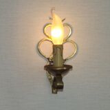 French Vintage Brass Hand Made Single Wall Light Scrolled Open Backplate
