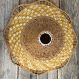 Woven wicker pendant light
