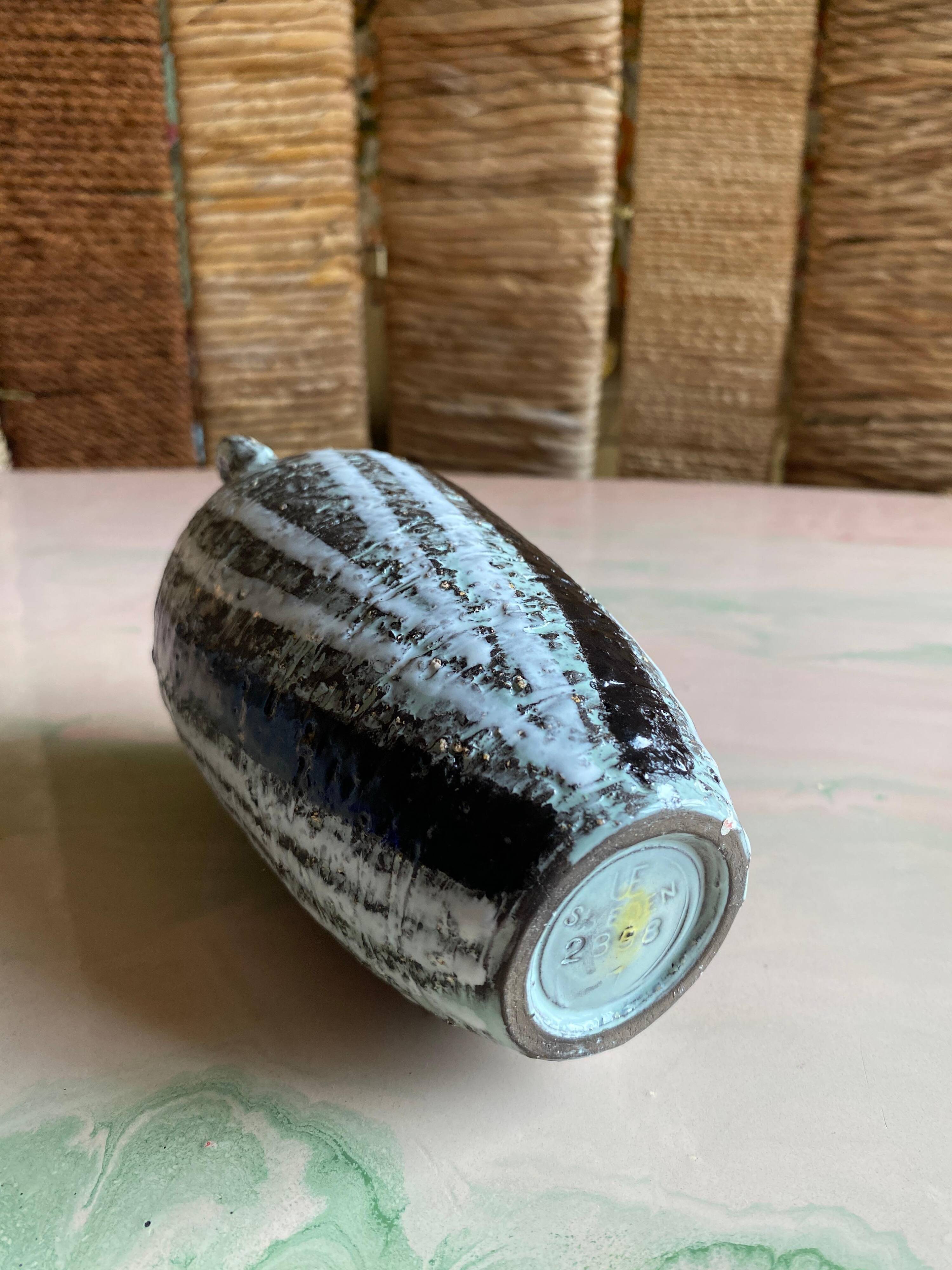 Black and White Ceramic Vase, "Progresso" by Ingrid Atterberg, for Upsala Ekeby