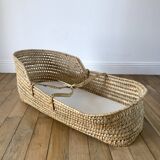 Removable wicker cradle / bassinet on bamboo casters 1950s