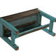 Banc indien bleu bois vieux teck vintage patine et pièce d'origine