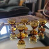 5 amber stemmed glasses – 1960s