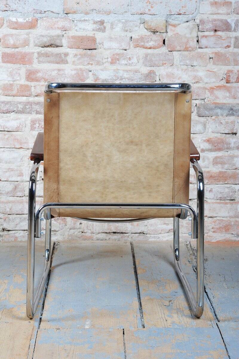 Fauteuil en chrome Bauhaus tchèque attribué à M. Breuer pour Thonet, années 1920.