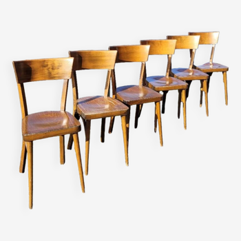 Série de 6 chaises de bistrot restaurant ancienne vintage- 1950s