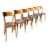 Série de 6 chaises de bistrot restaurant ancienne vintage- 1950s