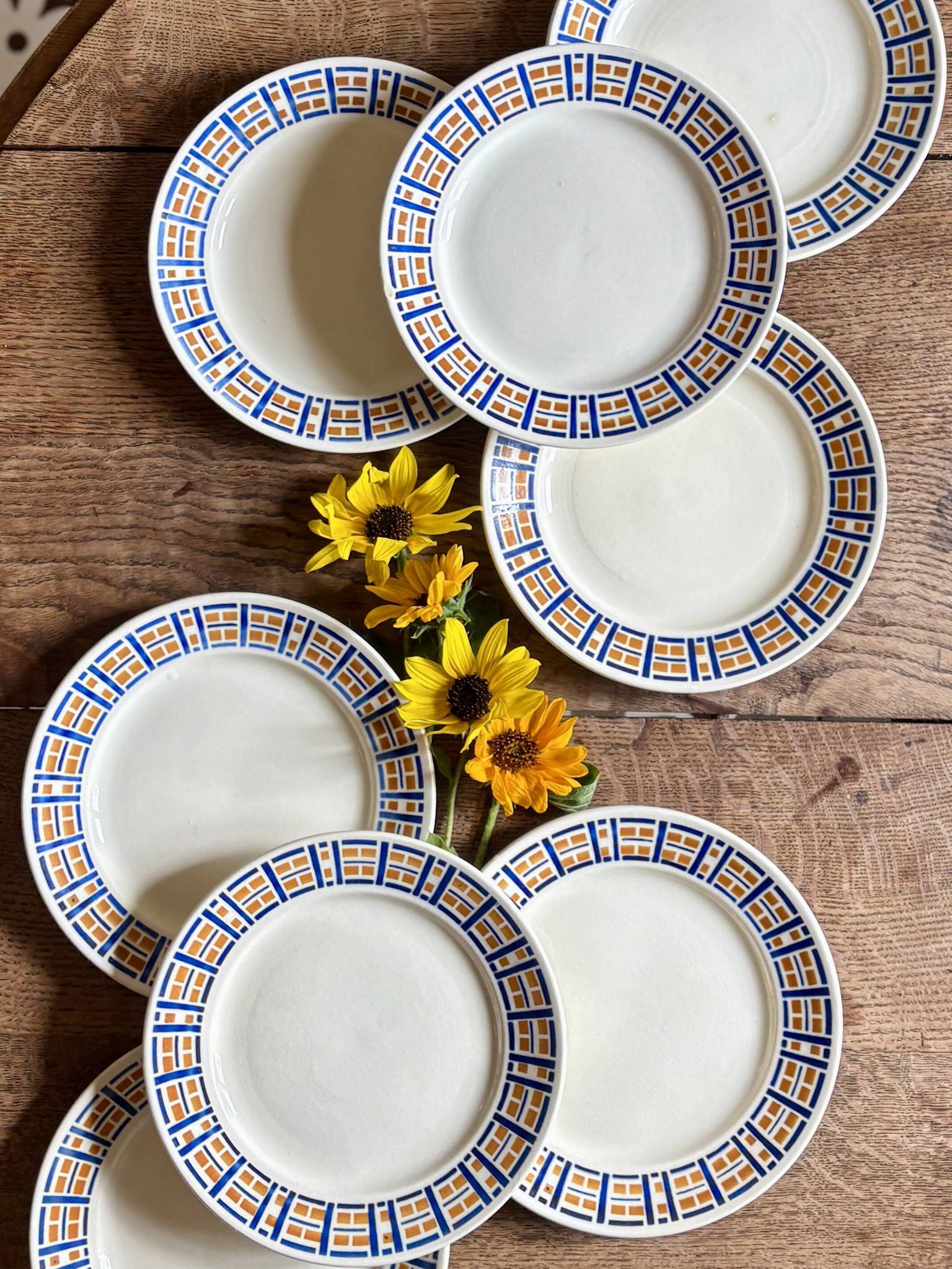 Set of 8 antique flat plates - Robinson de Badonvillier