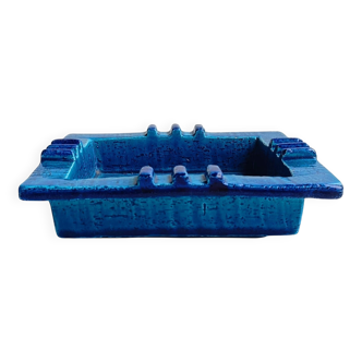 Bitossi by Aldo Londi Rimini Blu Glazed Ceramic Ashtray Vide-Poche, Italy  1960s