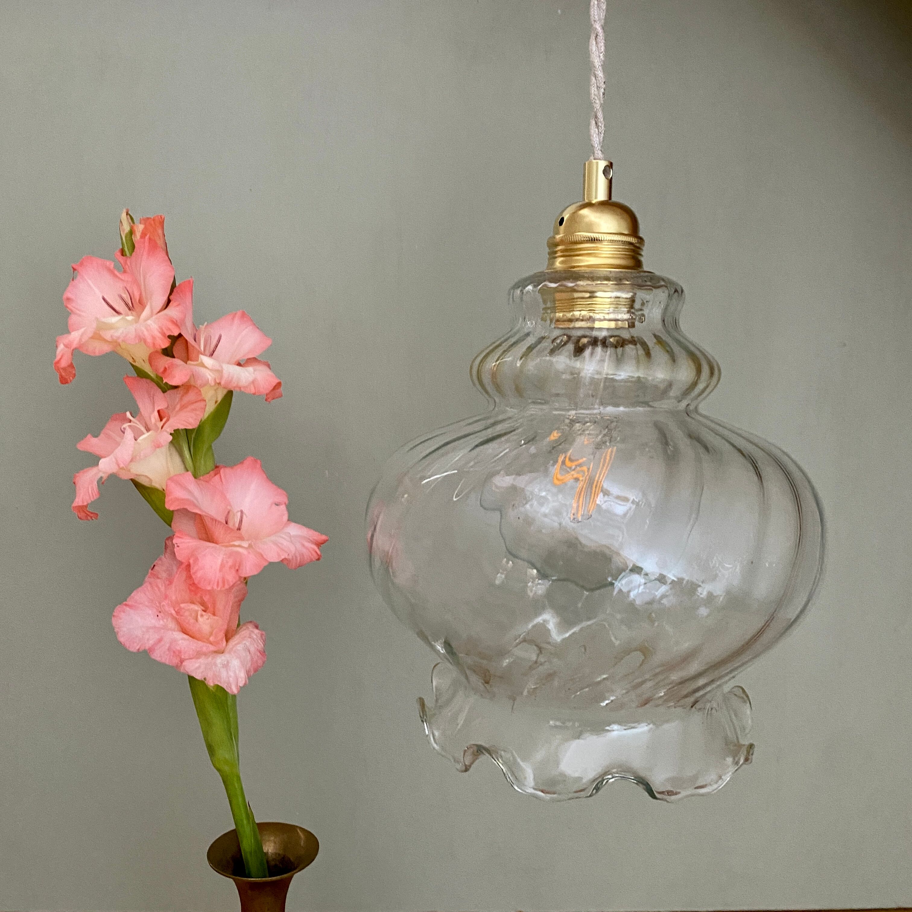 Vintage glass globe pendant lamp
