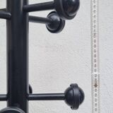 Black lacquered metal coat rack, 8 hooks and umbrella stand, 182 cm