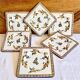 6 assiettes Gien carré à cake décor Renaissance blanche XIX
