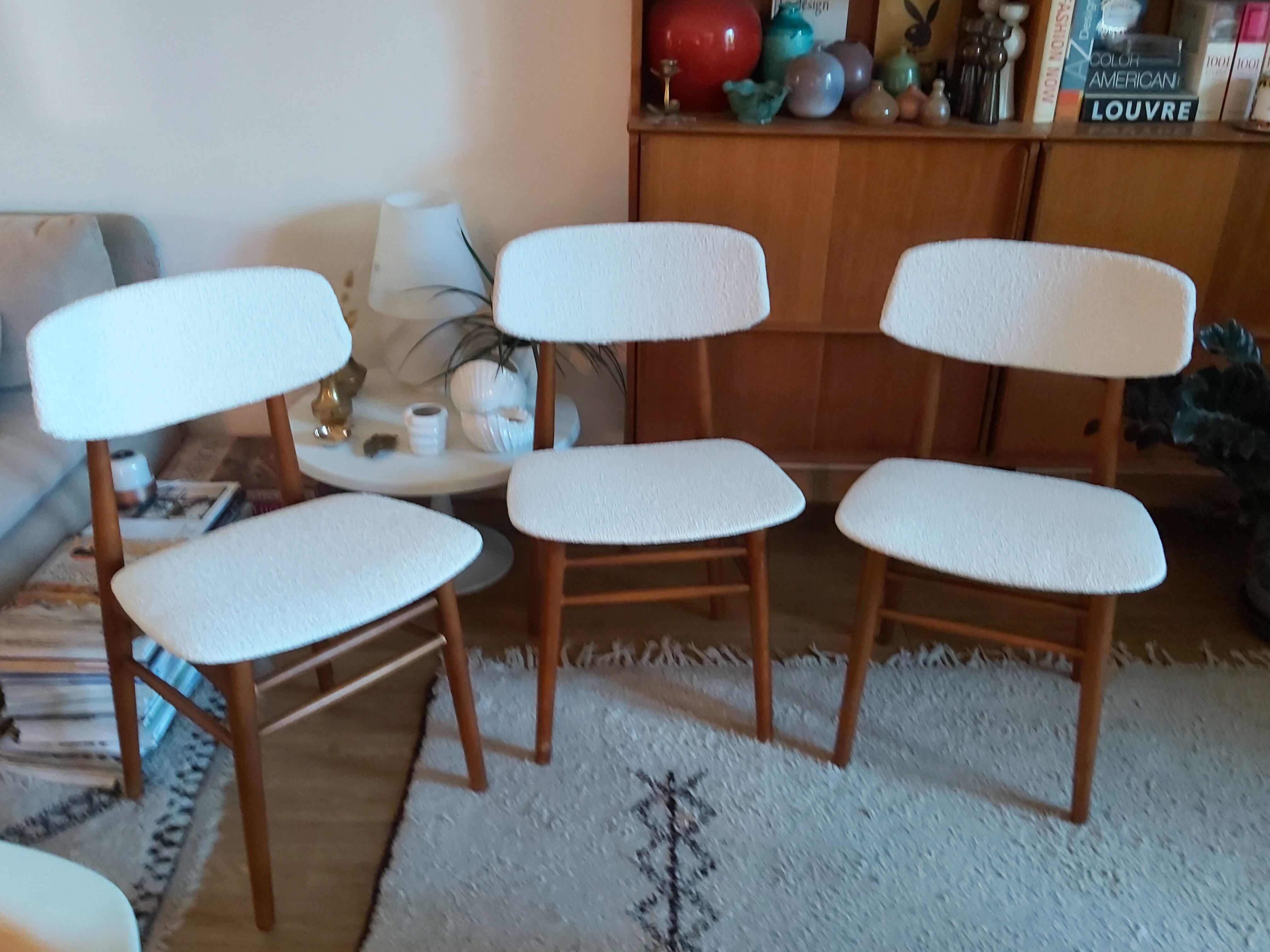 Série de 3 chaises scandinaves vintage