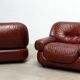 Ensemble de deux fauteuils lounge en cuir Sapporo par Mobil Girgi