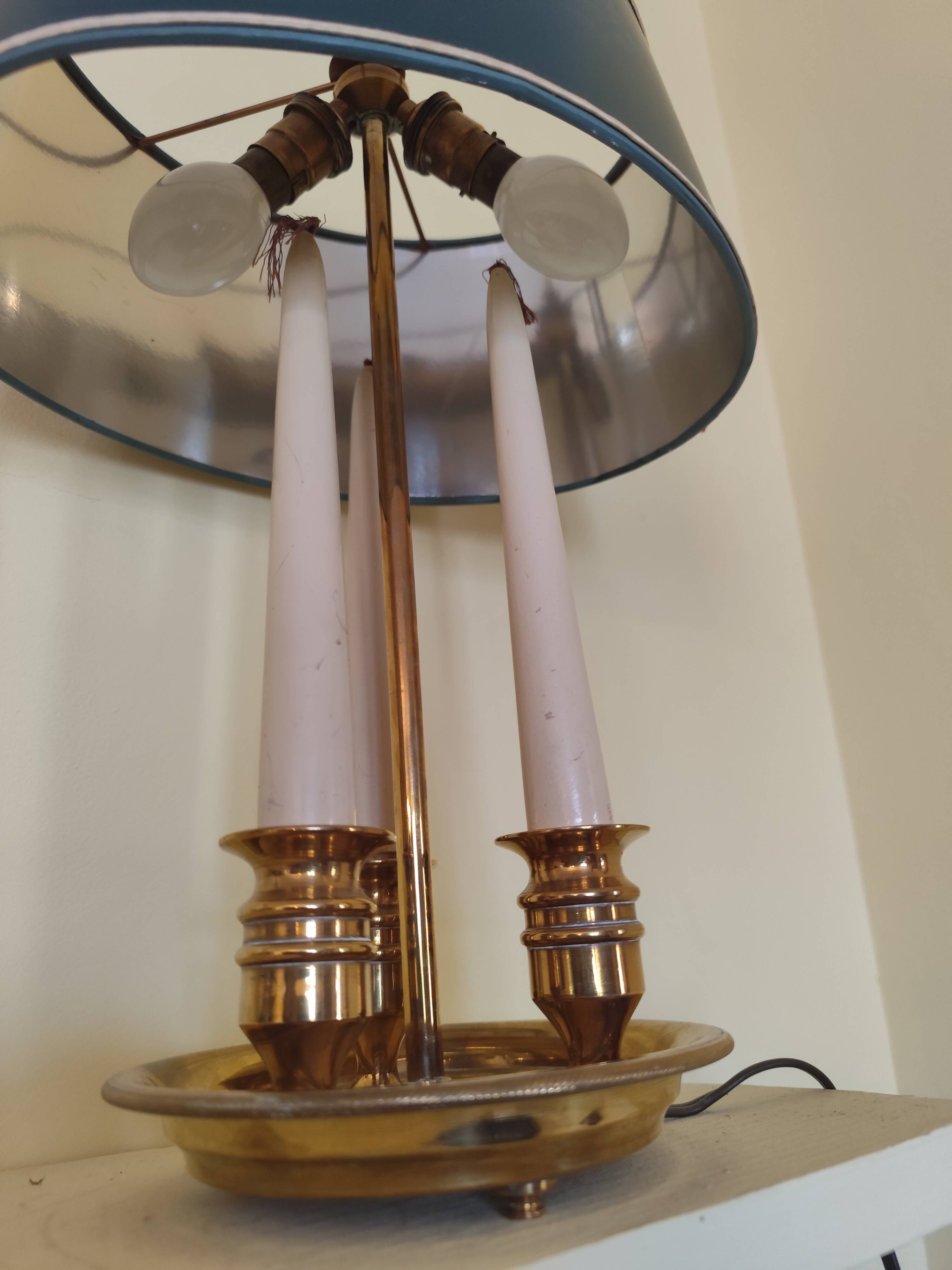 Empire style hot water bottle lamp - bronze and brass candle holder lamp