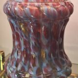 lampe champignon 1910 superbe  pied en verre multicolores ,abat jour laiton orientable ,39x19