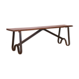 Old Burmese teak bench and wrought iron base