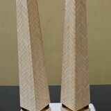 Pair of obelisk in bone marquetry, 70s