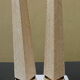 Pair of obelisk in bone marquetry, 70s