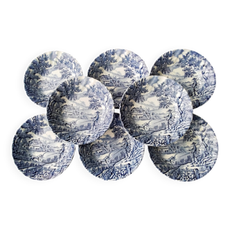 8 English ceramic Myott "The Hunter" bowls