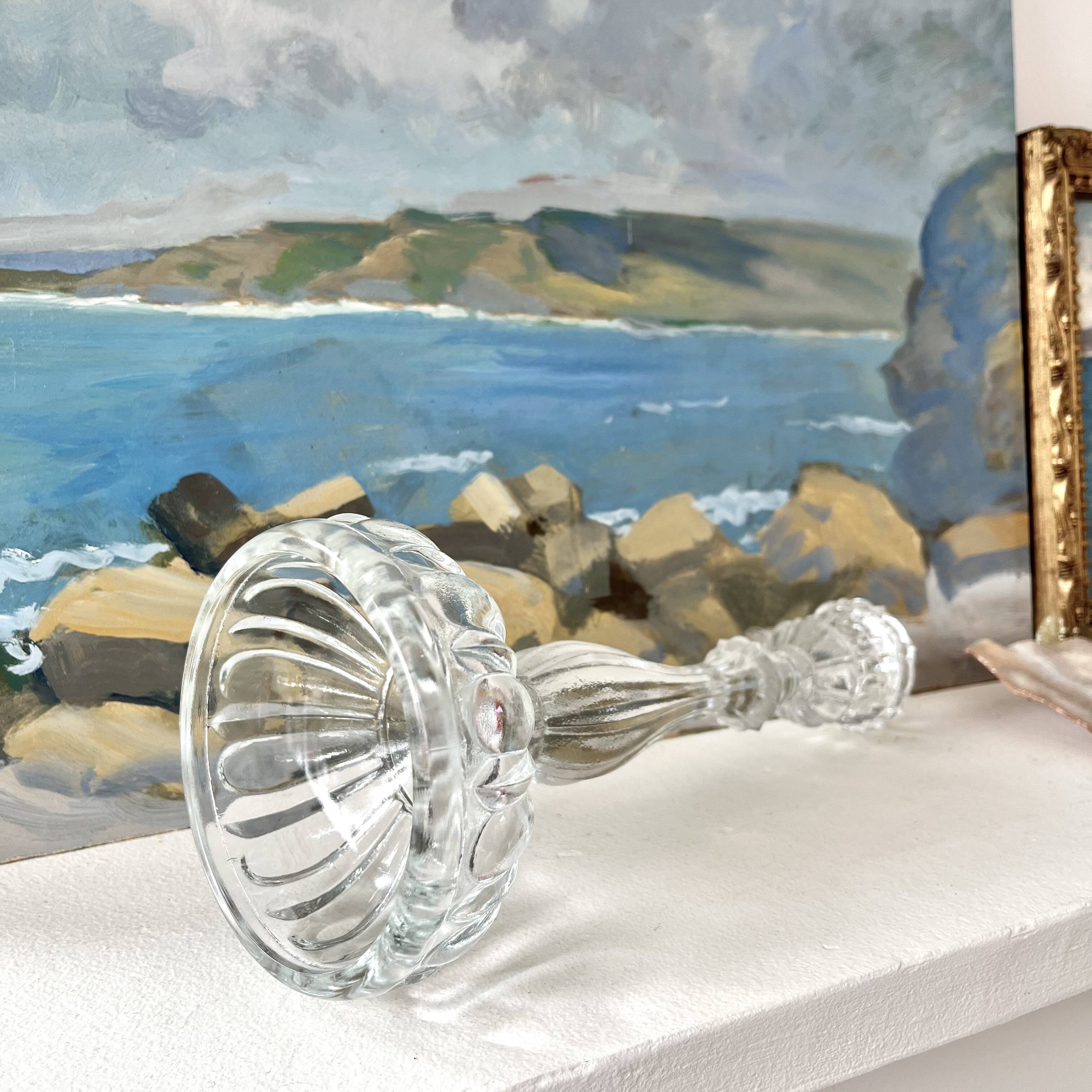 Thick molded glass candle holder