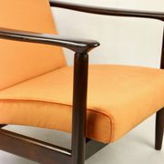 Fauteuil lounge GFM-142 en velours orange attribué à Edmund Homa, années 1970