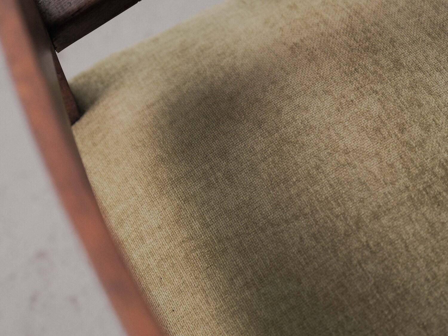 French modernist armchair in wood and green velvet, 1950s