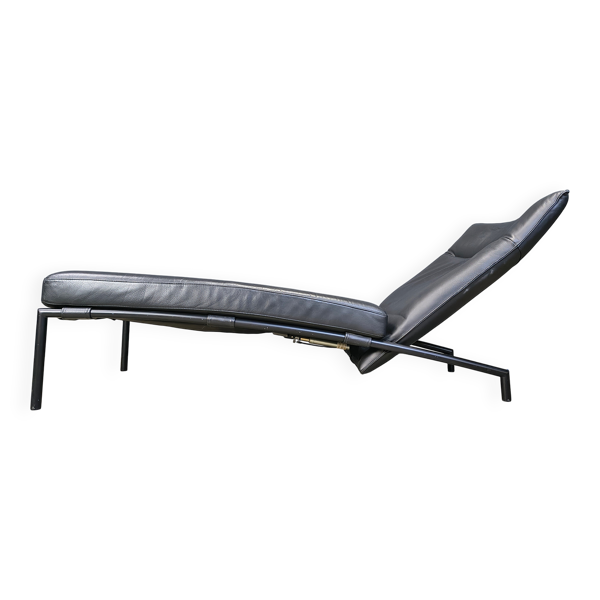 Chaise longue en cuir noir vintage par Peter Mally pour Cor, années 1990.
