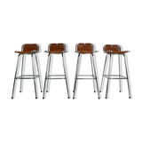 Set of 4 leather barstools