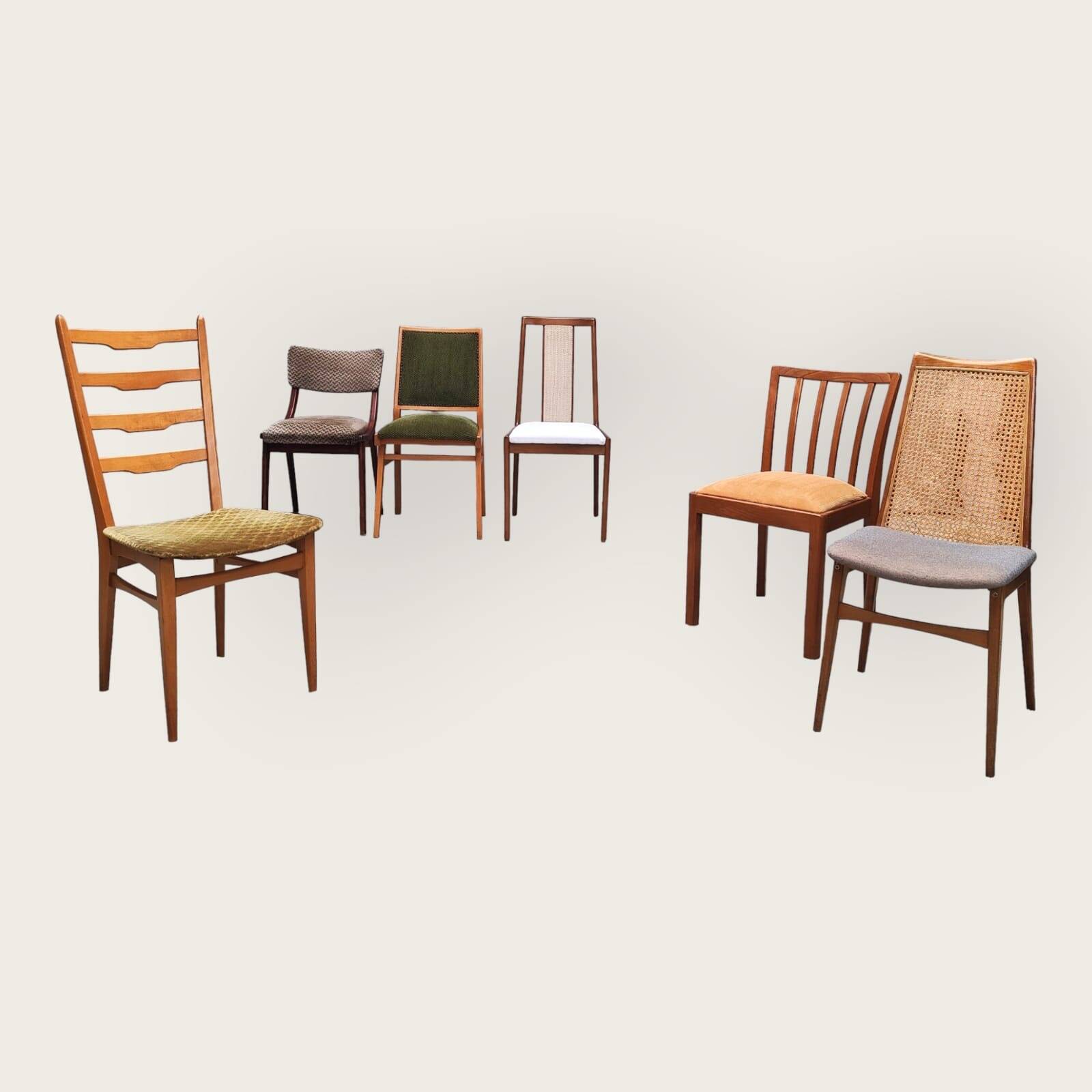 Zes Mid Century stoelen