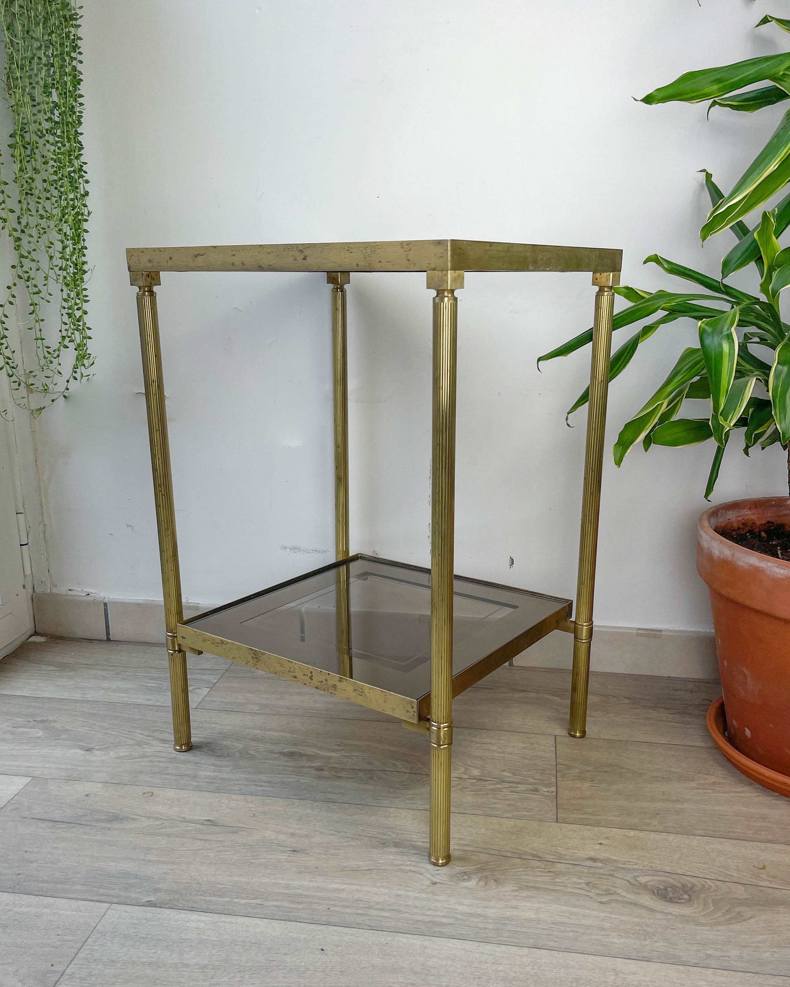 Brass and smoked glass harness 1970