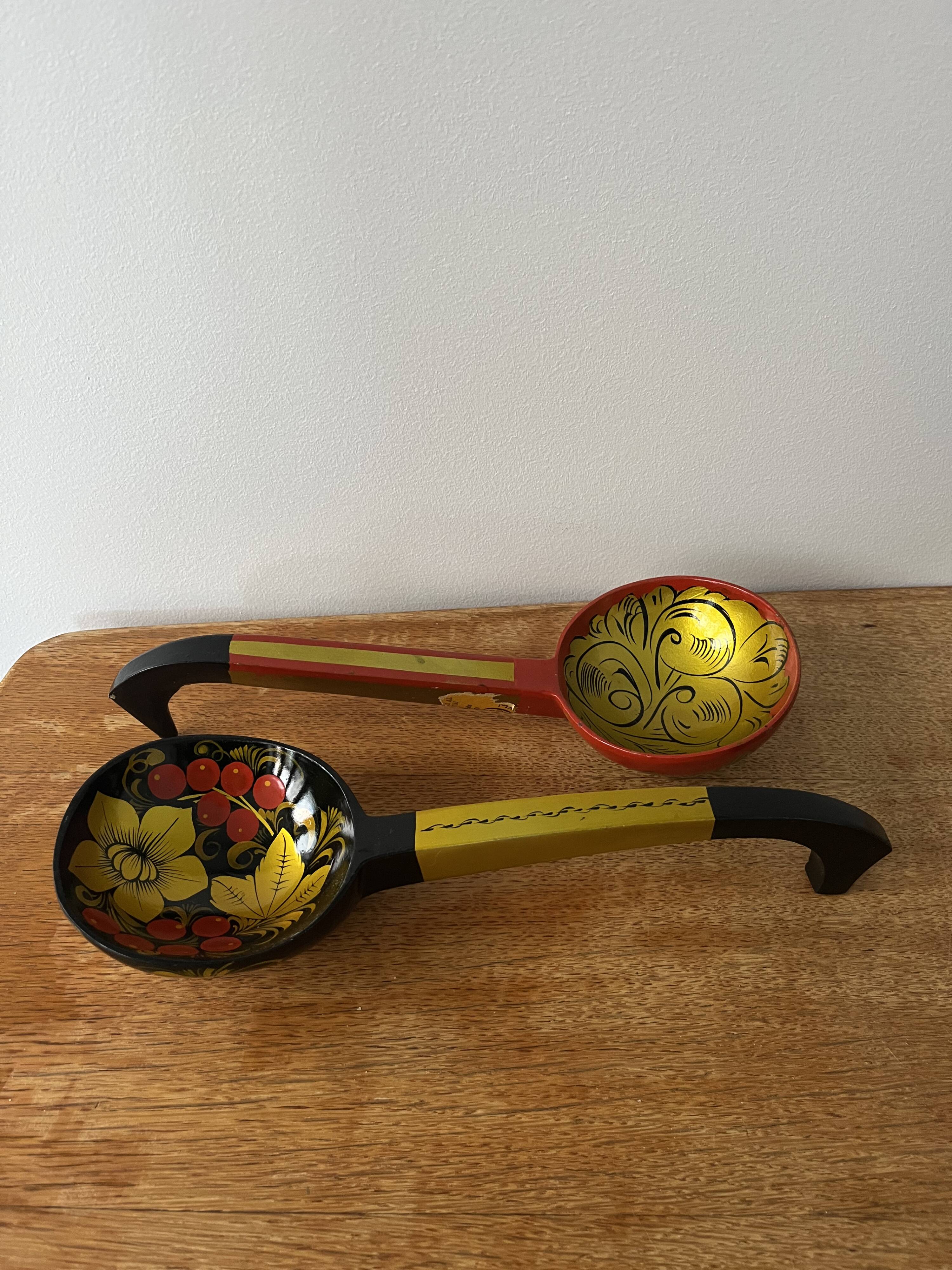 Pair of XL wooden spoons from the Soviet era.