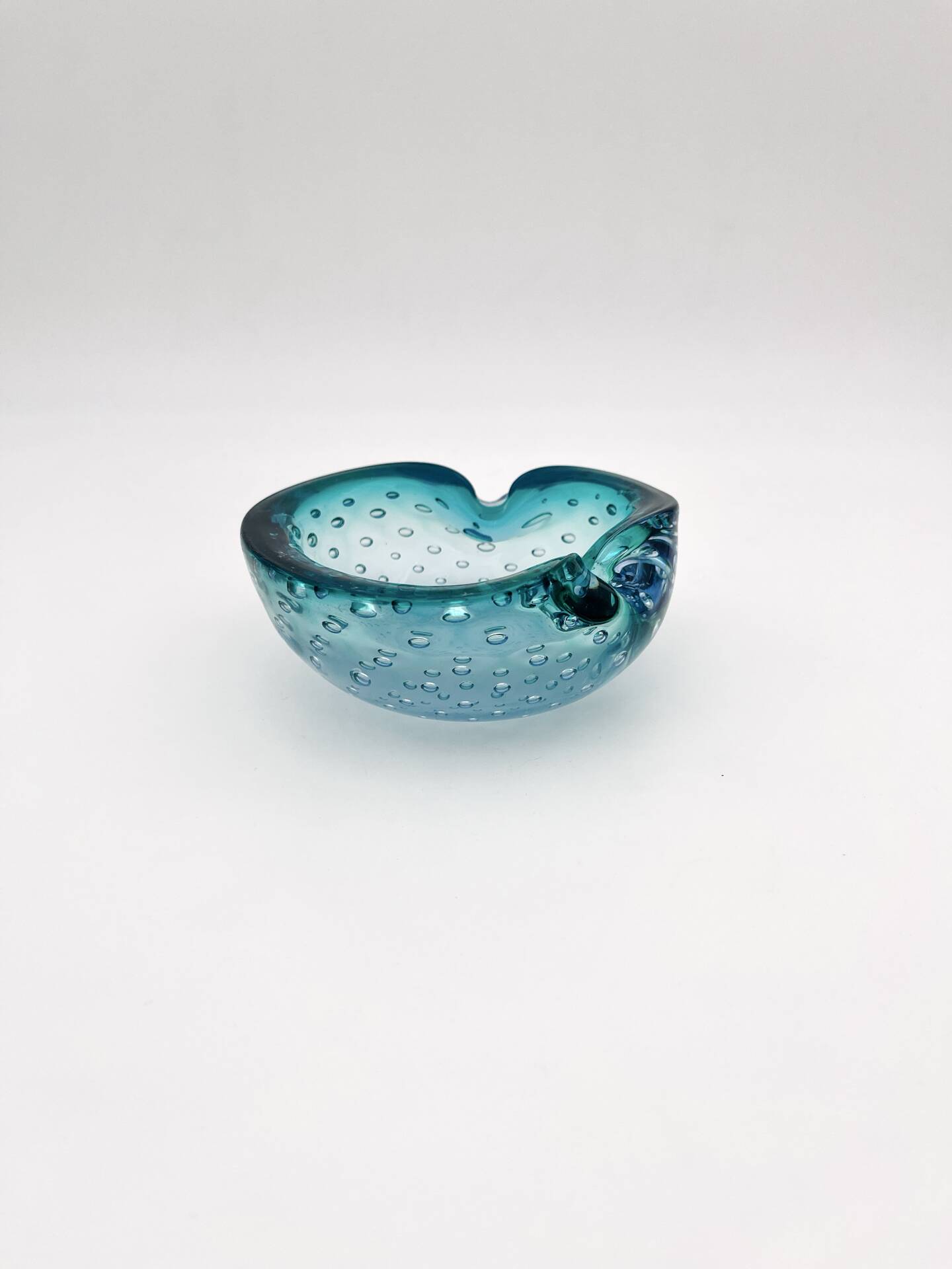 Murano Bullicante Peacock Blue Vide-Poche Vintage 60s 70s Art Glass