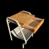 Vintage bedside table in wood and metal