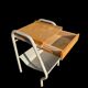 Table de chevet vintage en bois et métal