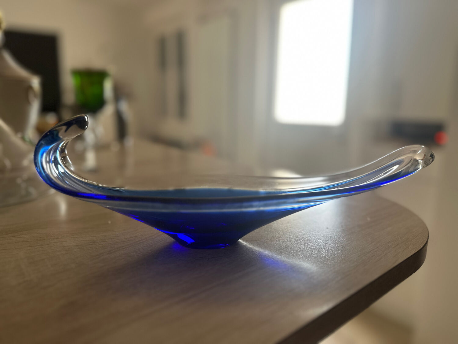 Bol décoratif en cristal bleu cobalt BAYEL