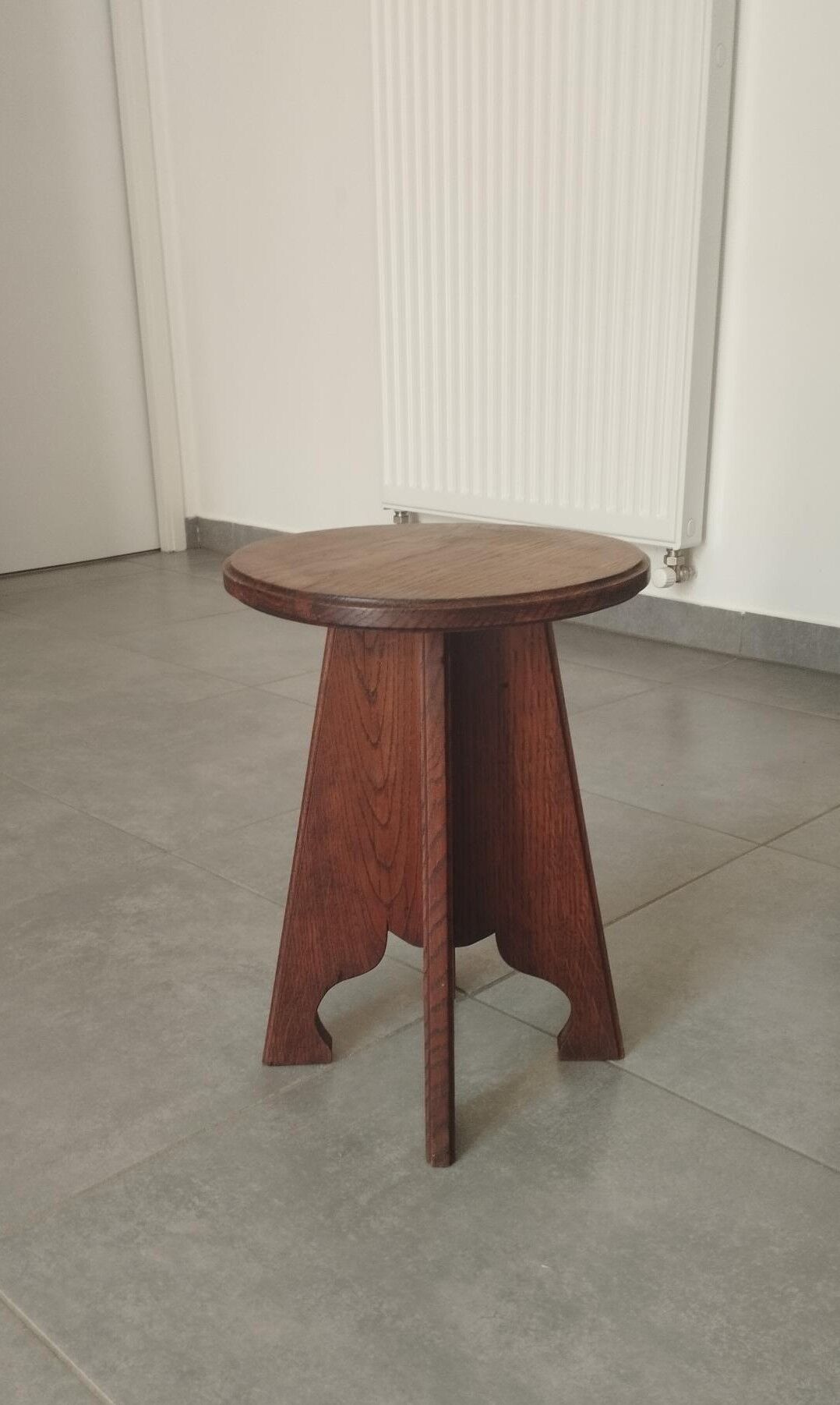 Antique oak stool, folk art