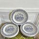 9 assiettes à dessert anglaises décor bleu calèche