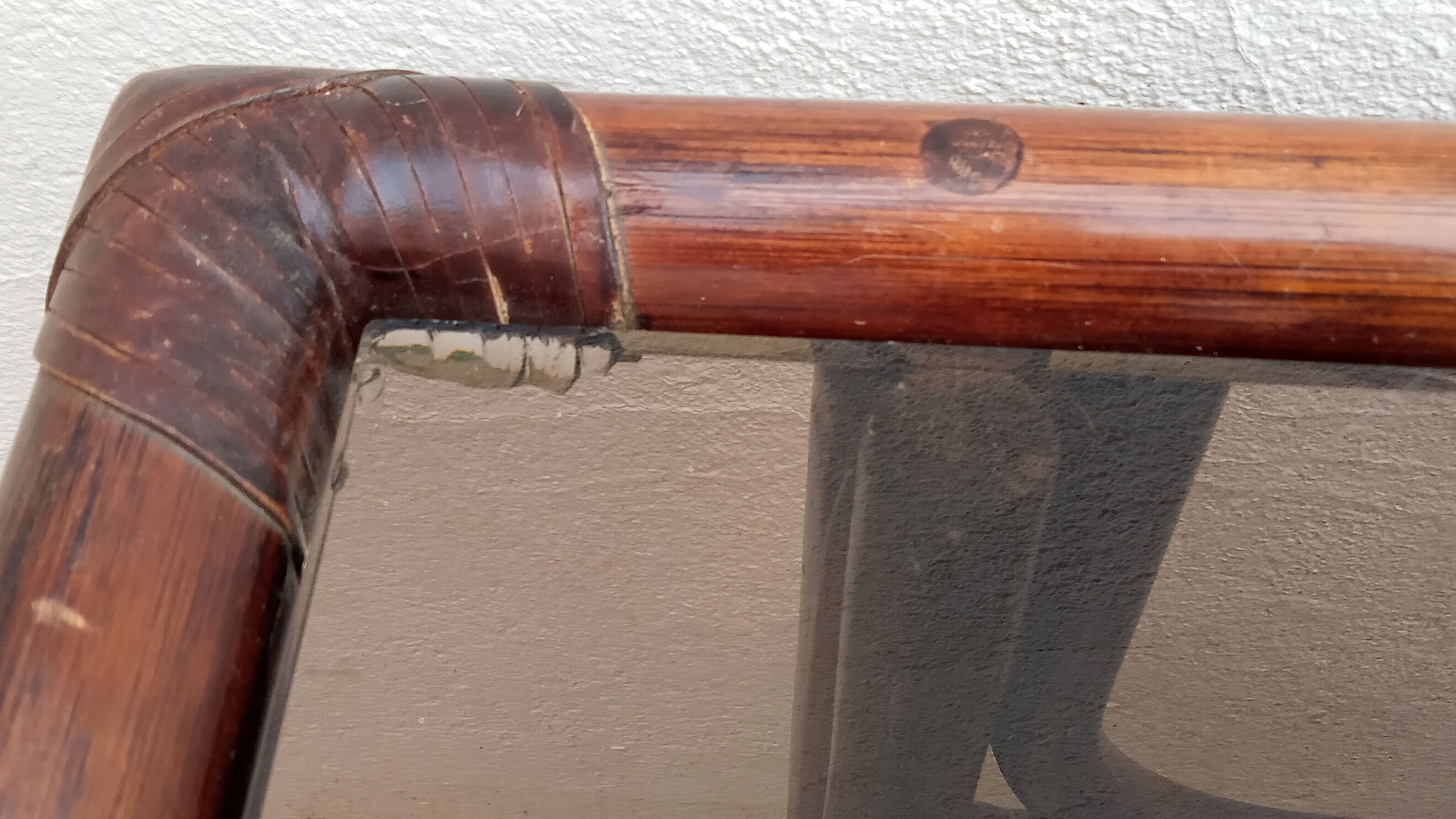 Vintage rattan coffee table and smoked glass