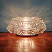 Vintage textured glass ceiling light, geometric patterns, Wila, 1970.