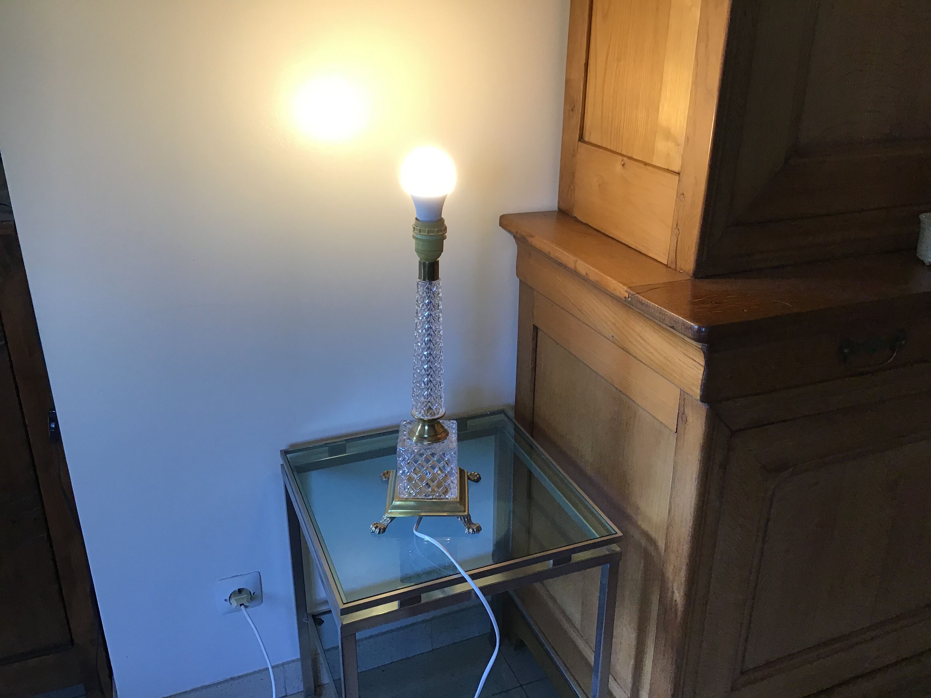 Brass and crystal lamp foot